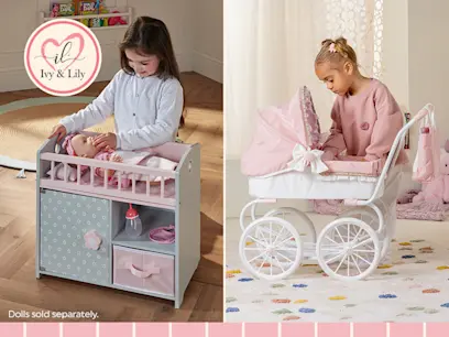 Ivy & Lily Doll Essentials on the pink background 