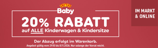 20% Rabatt auf Kinderwagen und Kindersitze