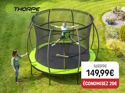 Thorpe - Trampoline d'Extérieur Rond avec Filet 3,05 m
