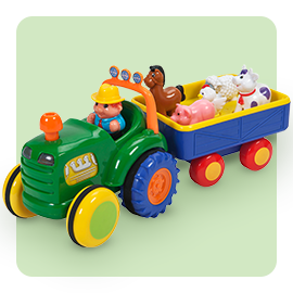 Big Steps bestseller tractor toy on the light green background 