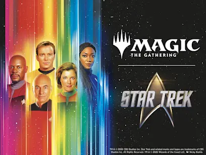 Magic: The Gathering: Star Trek characters on the black background 