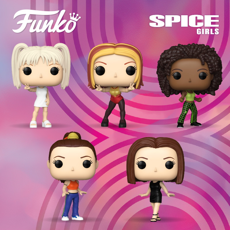 selection on spice girls funko pop on the pink background 