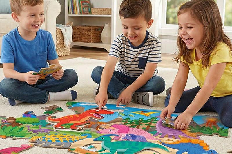 Boredom Busters Blog 3-5 Years Duplex Banner 4 - Image - three children playing with a jigsaw