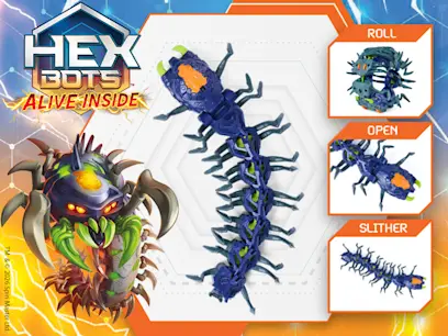 HEX Bots Alive Inside Robot Remote Control Explodapede on the white and orange background 