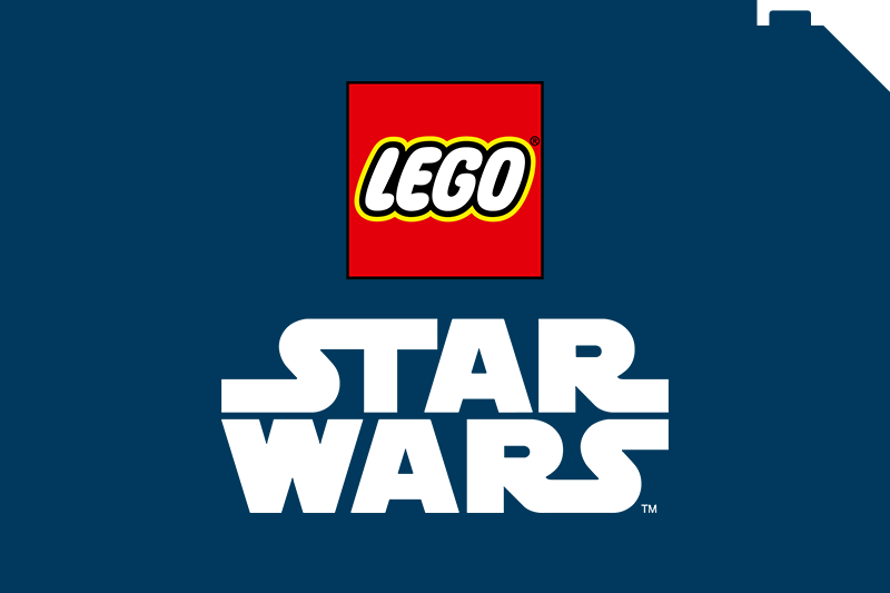 LEGO Star Wars logo on a dark blue background.