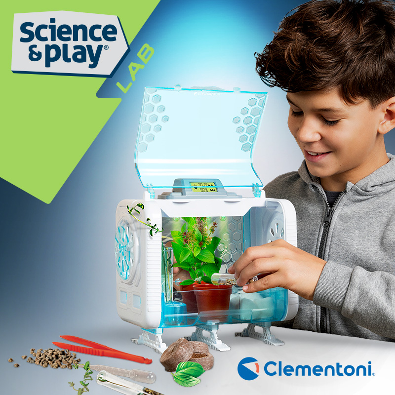 Clementoni Smart Tech Greenhouse on the blue and green background 