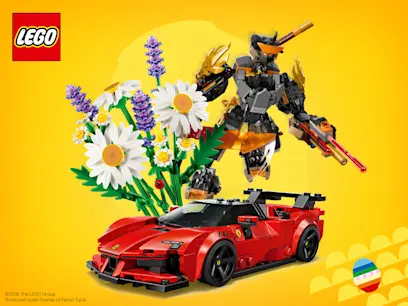 Two lego sets on a yellow background.