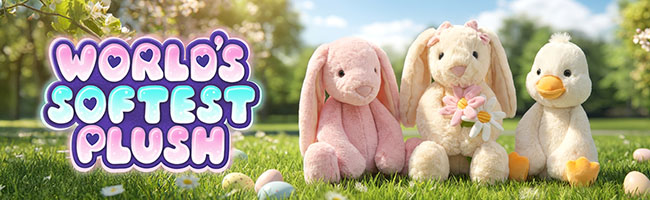 World's Softest Plush Easter edition plush on the outdoor background  