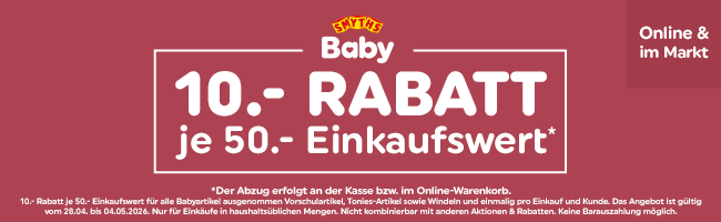 CHF 10 Rabatt je CHF 50 Einkaufswert