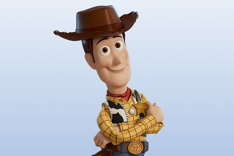 Disney Pixar Toy Story Character Woody on a light blue background.
