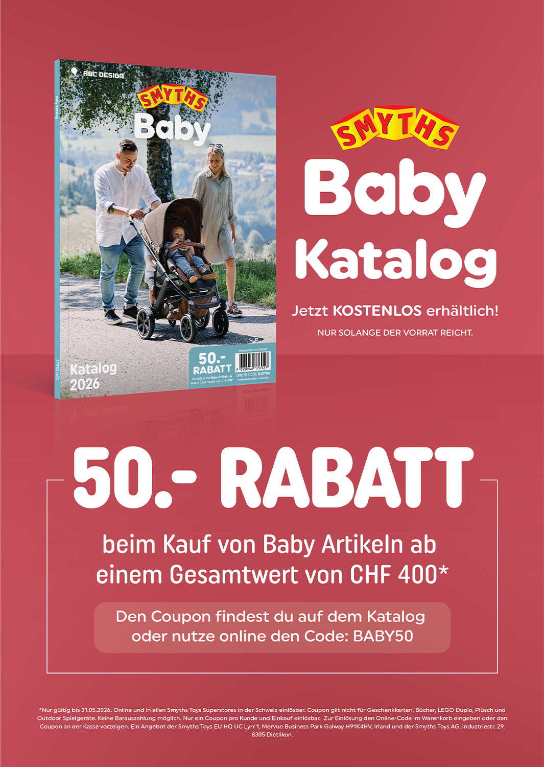 50 CHF Rabatt beim Kauf von Baby Artikeln ab 400 CHF
