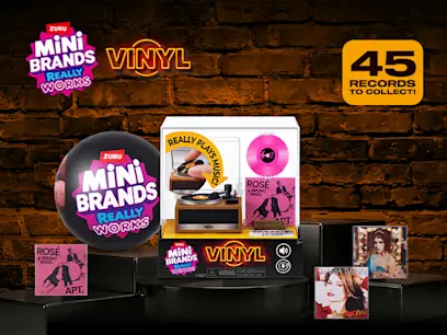 selection of Mini Brands Really Works Vinyl on the dark background