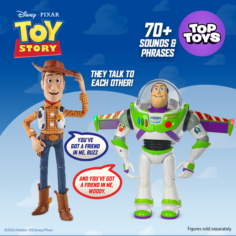 Disney Toy Story Ultimate Action Buzz Lightyear / Woody on the blue background 