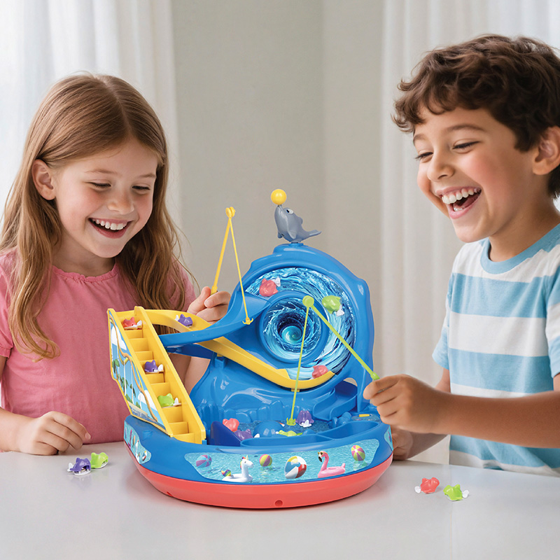 The Fishing Water Park Game on the indoor white background 