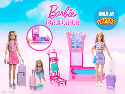 Three Barbie Limitless Adventure Dolls on a pink background.