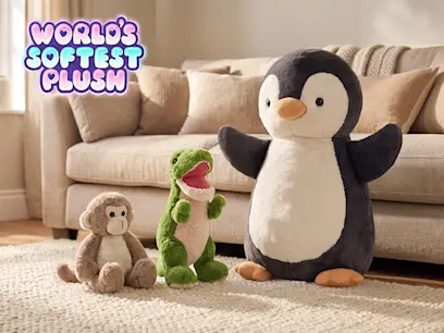 collection of World's Softest Plush on the bright indoor background 