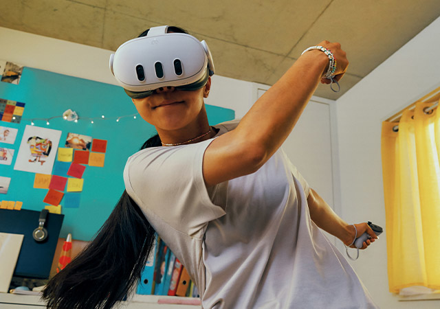 Person wearing Meta Quest Headset