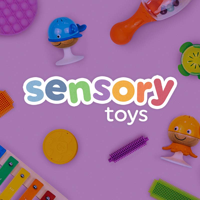 sensory toys generic banner logo on the purple background 