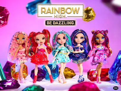 Rainbow High Be Dazzled Dolls on a coloured background. 
