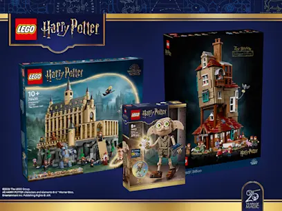 selection of LEGO Harry Potter Back to Hogwarts on the dark blue background 