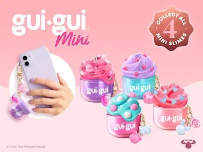Gui Gui Mini Jar Beautify Your Slime Keyring on a pink background