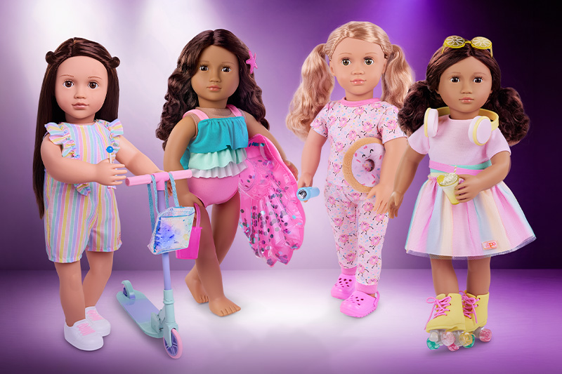 Our Generation dolls standing in a row