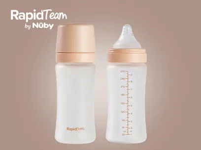 Nuby RapidBottle 270ml Baby Bottle 2 Pack Beige