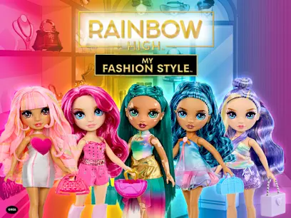 A selection of the Rainbow High My Fashion Style 2.0 Dolls on a colourful background.
