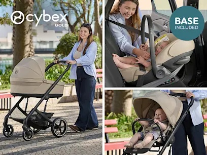 Cybex Balios S Lux Travel System Bundle with Cloud G i-Size R129 Car Seat Almond Beige and Car Seat Base