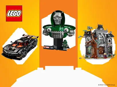 selection of Lego new sets on the yellow background 