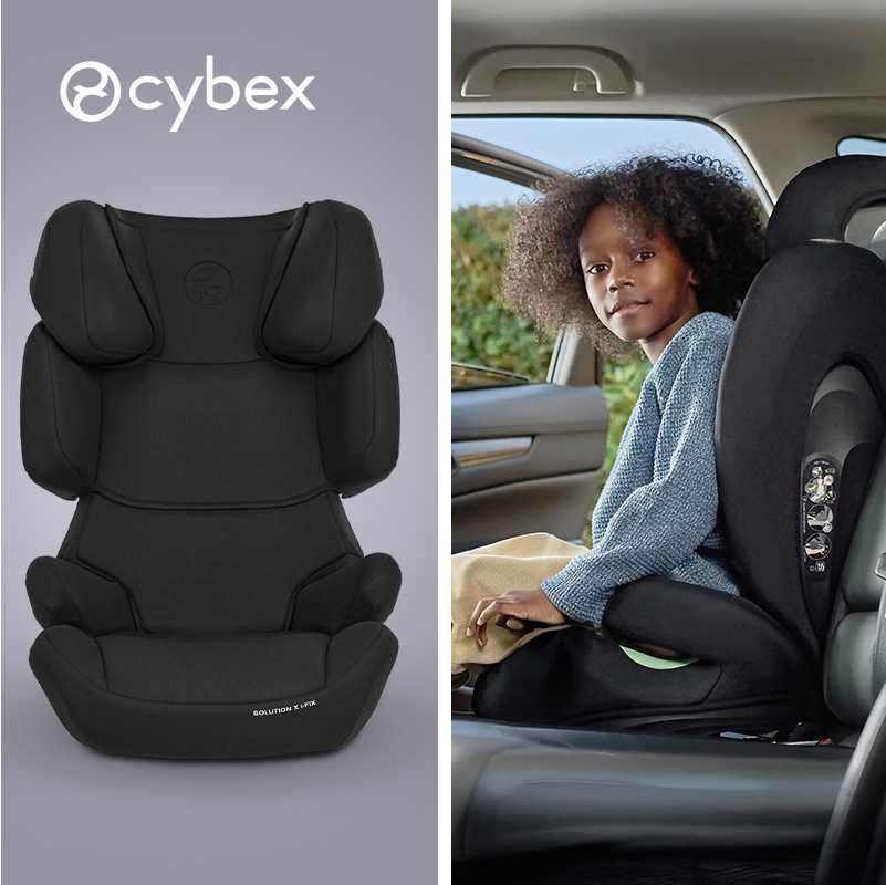 Cybex Solution X i-Fix ISOFix R129 Car Seat Pure Black on the grey background