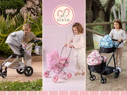 selection of Ivy & Lily strollers on the pink and outdoor background 