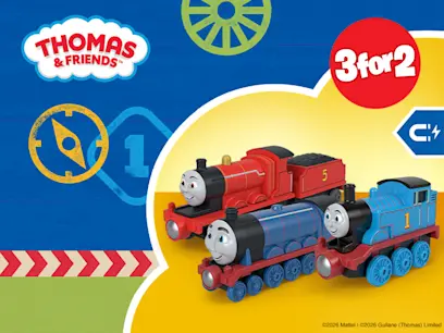 Selection of Thomas & Friends Single Engines on the blue and yellow background 