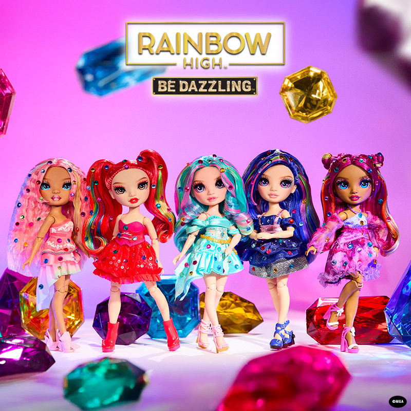 Rainbow High Be Dazzling Dolls on a brightly coloured background
