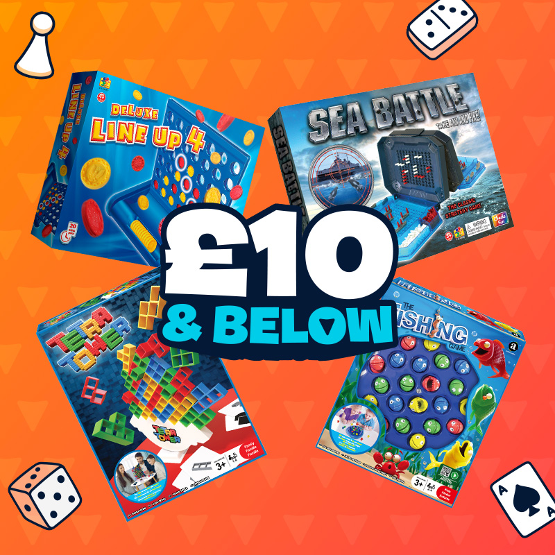ten and below boards games on the orange background 