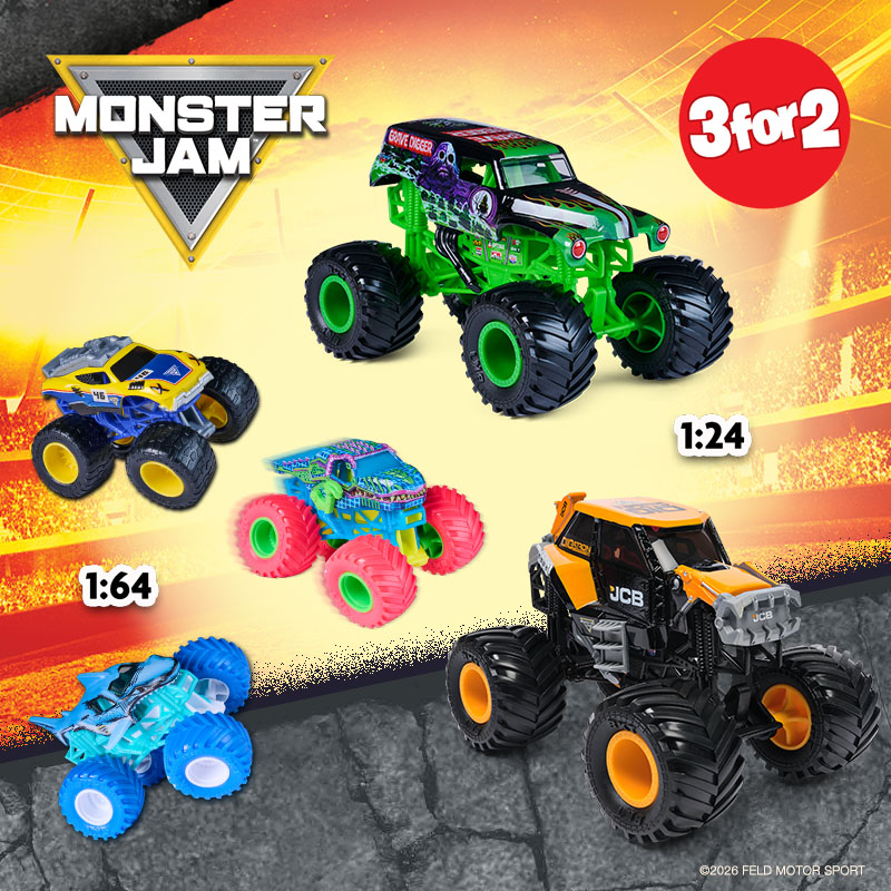 selection of Monster Jam 3 for 2 promotion toys 