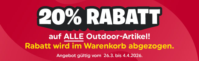 20% Rabatt auf alle Outdoor-Artikel