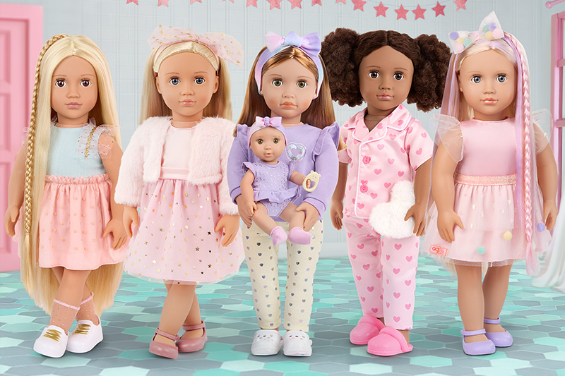 Fivr Our Generation Dolls standing in a row in a room