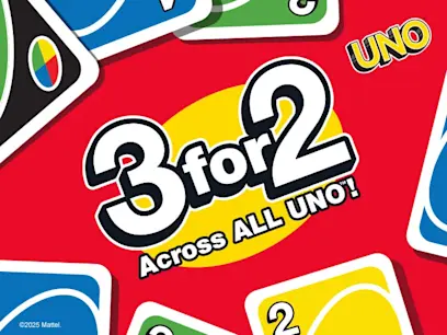 A selection of Uno Games on a red background.