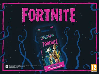 This Halloween, stock up on the Fortnitemares Party Pack: 6 limited edition £5 Fortnite Gift Cards featuring your favourite scary skins. Redeem for V-Bucks, Crew, games, and more — and earn 20% back with Epic Rewards*