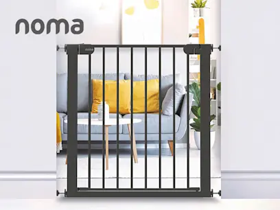 Noma Pressure Fit Stair Gate Black image on the indoor background