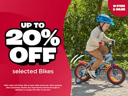Up to 20% off selected bikes! on the red background