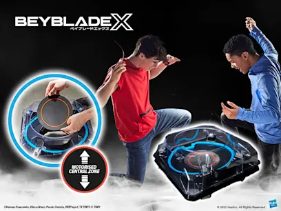 Beyblade X BX-00 Double Xtreme Motorised Beystadium Playset on the black background