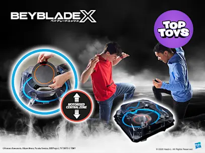 Beyblade X BX-00 Double Xtreme Motorised Beystadium Playset on the black background