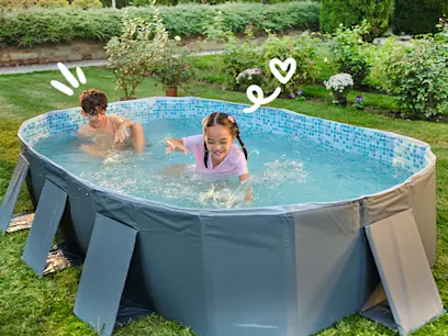 9ft Rectangle Portable Folding Pool  on the outdoor background 