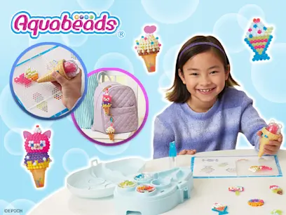 Aquabeads Ice Cream Party Craft Studio on the blue background 