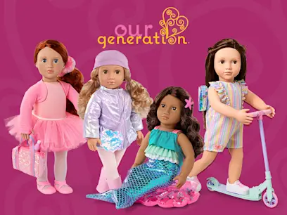 selection of Our Generation Outfits on the purple background 