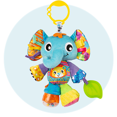 baby activity toy on the blue background