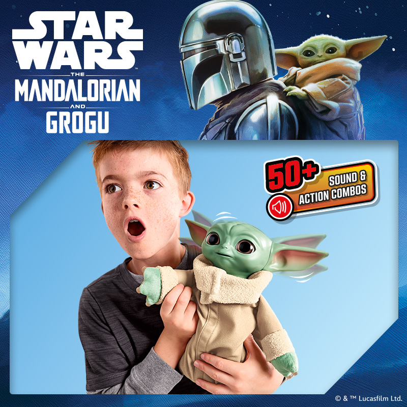 The Mandalorian and Grogu movie assets on the blue background 