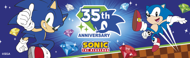 sonic 35th anniversary on the blue background 